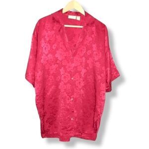 Vintage Victoria's Secret Gold Label Hot Pink Camisole Pajama Sleep Shirt  M/L